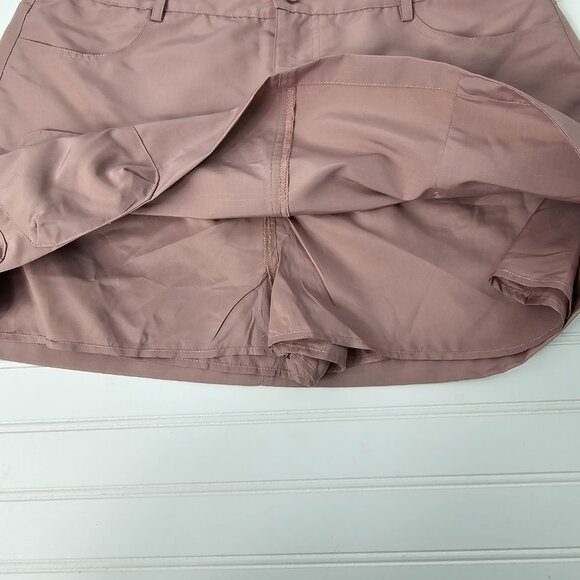 Lulus Women's Mauve 5 Pocket Check Textured Cargo Mini Skort Size XL NWT - Picture 8 of 13